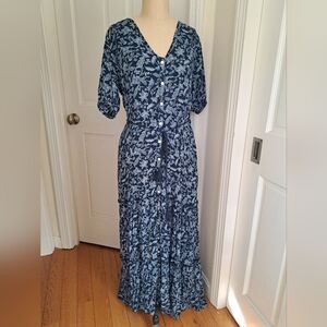 Faherty Orinda Floral Button-Up Maxi Dress Size Medium Med